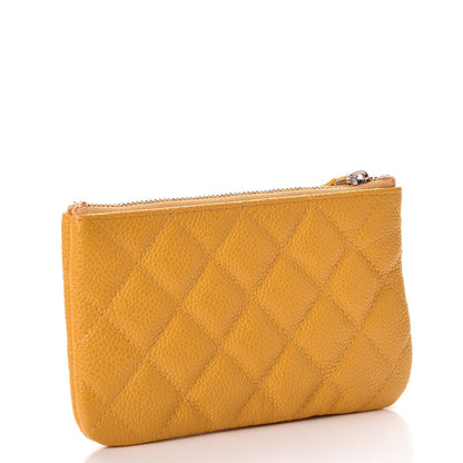 Chanel Caviar Quilted Small Cosmetic Case Yellow 3 of 8
