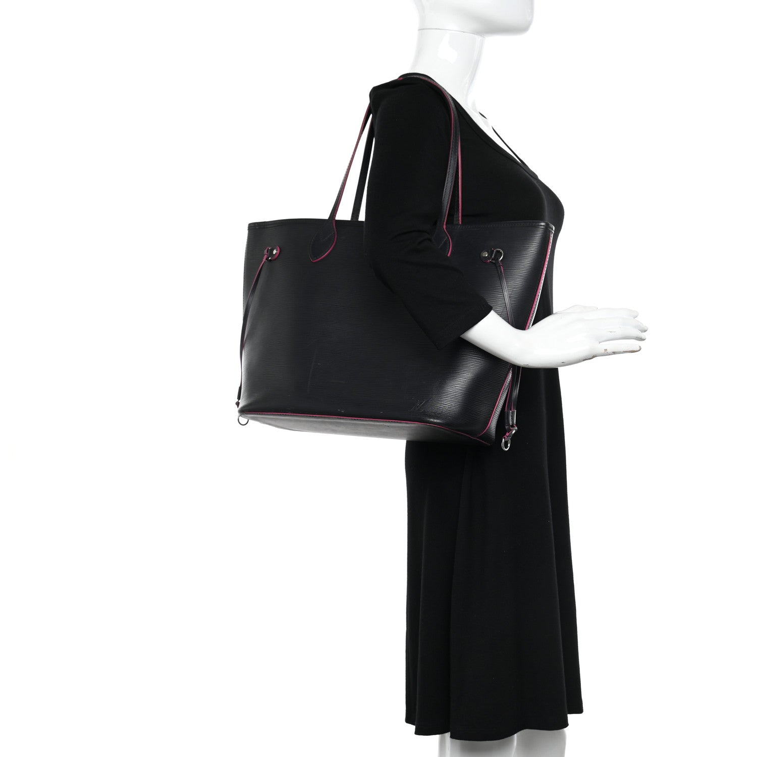 Louis Vuitton Epi Neverfull MM Black Hot Pink 2 of 16