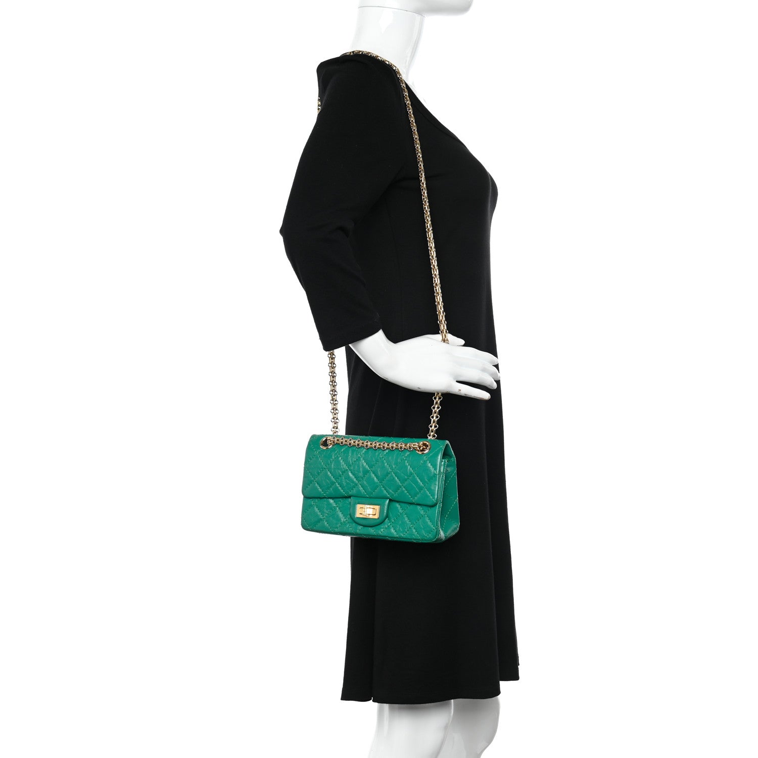 Chanel Aged Calfskin Quilted 2.55 Reissue Mini Flap Green 2 of 12