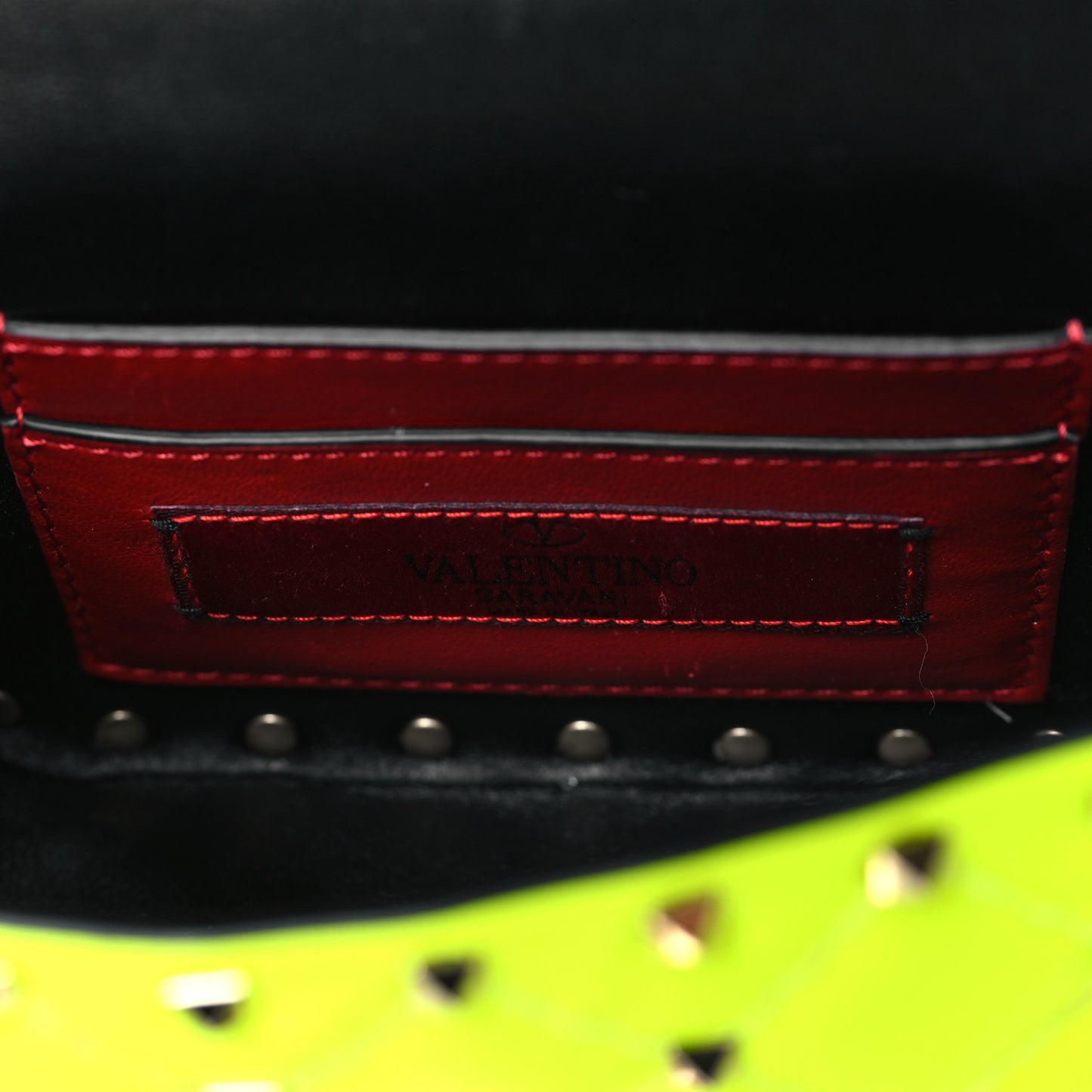 Calfskin Micro Rockstud Spike Shoulder Bag Lime