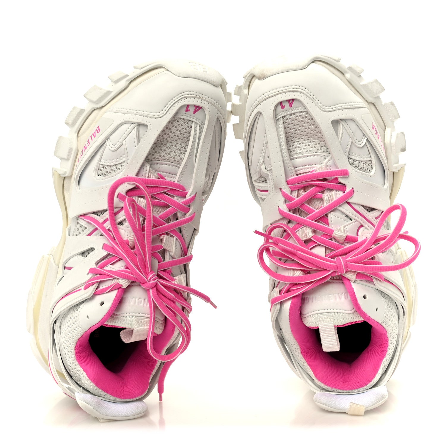Balenciaga Mesh Rubber Bi-Color Womens Track Sneakers 41 White Fluo Pink 2 of 9