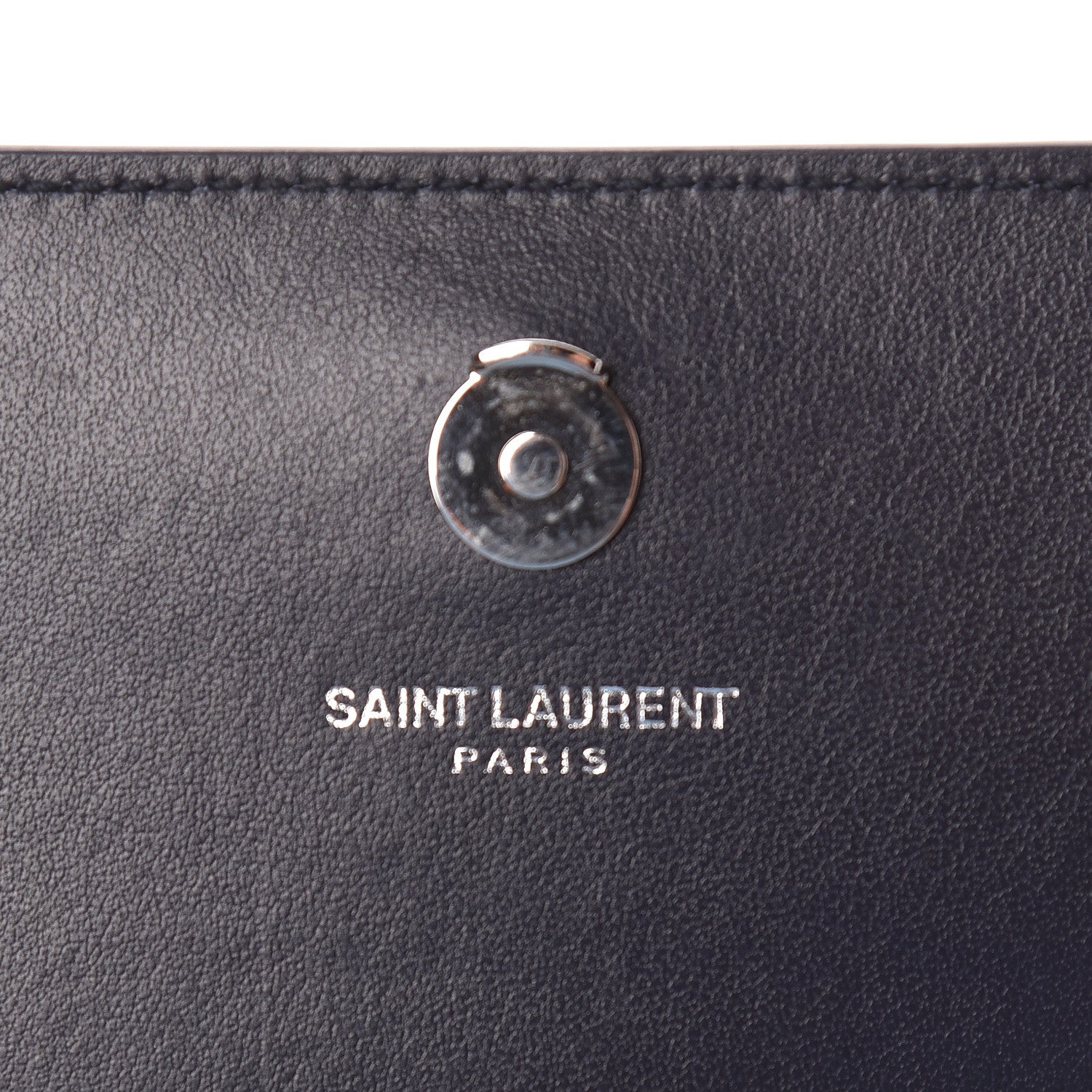 Saint Laurent Calfskin Crocodile Embossed Monogram Sunset Chain Wallet Navy 6 of 10