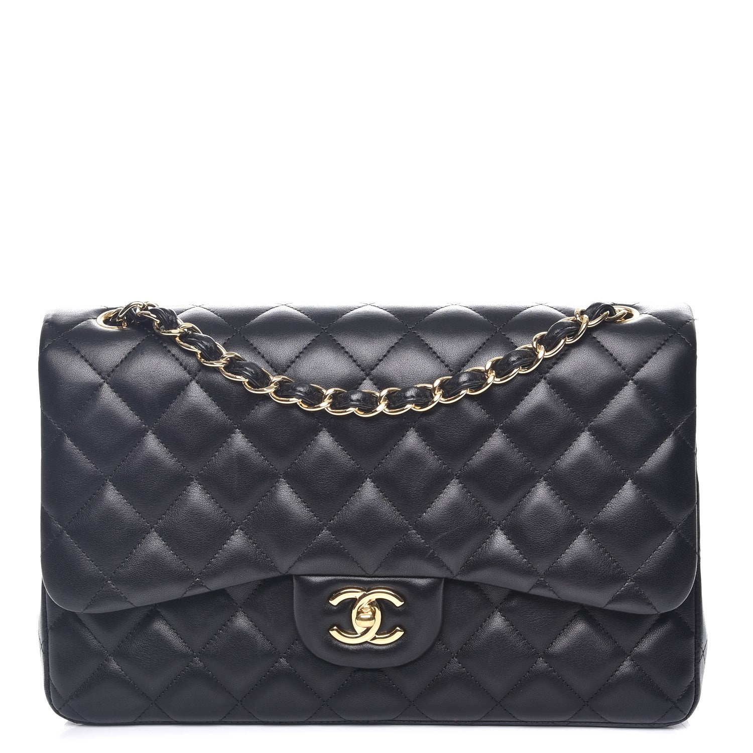 Chanel Lambskin Quilted Jumbo Double Flap Black 1 of 10