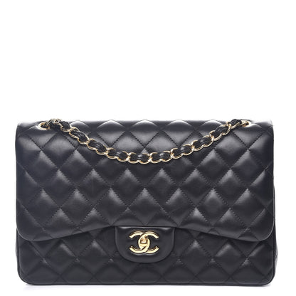 Chanel Lambskin Quilted Jumbo Double Flap Black 1 of 10