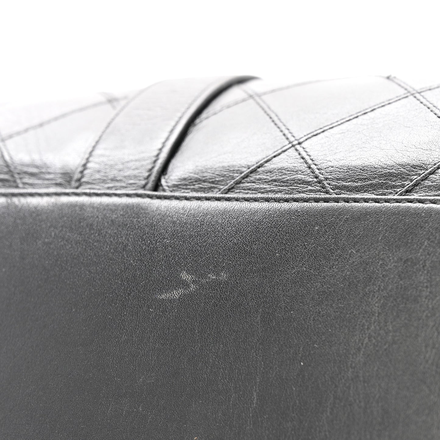 Calfskin Stitched Duffle Travel Bag Black