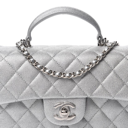 Chanel Metallic Caviar Quilted Mini Top Handle Rectangular Flap Silver 10 of 10
