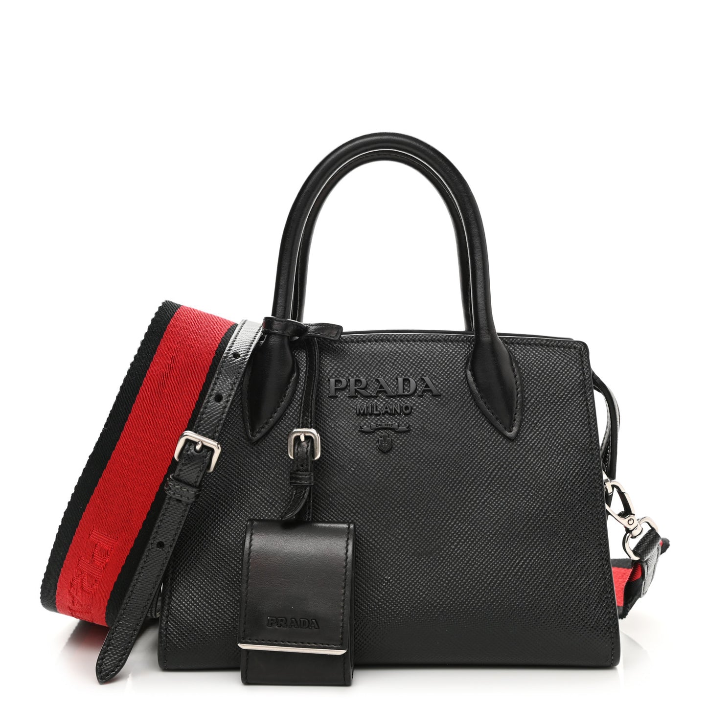 Saffiano Cuir Calfskin Mini Monochrome Top Handle Tote Black