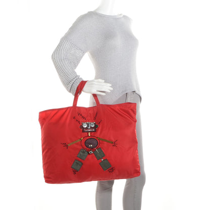 Prada Tessuto Nylon Robot Tote Red 2 of 8