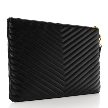 Saint Laurent Calfskin Matelasse Monogram Cassandre Tablet Pouch Black 3 of 8