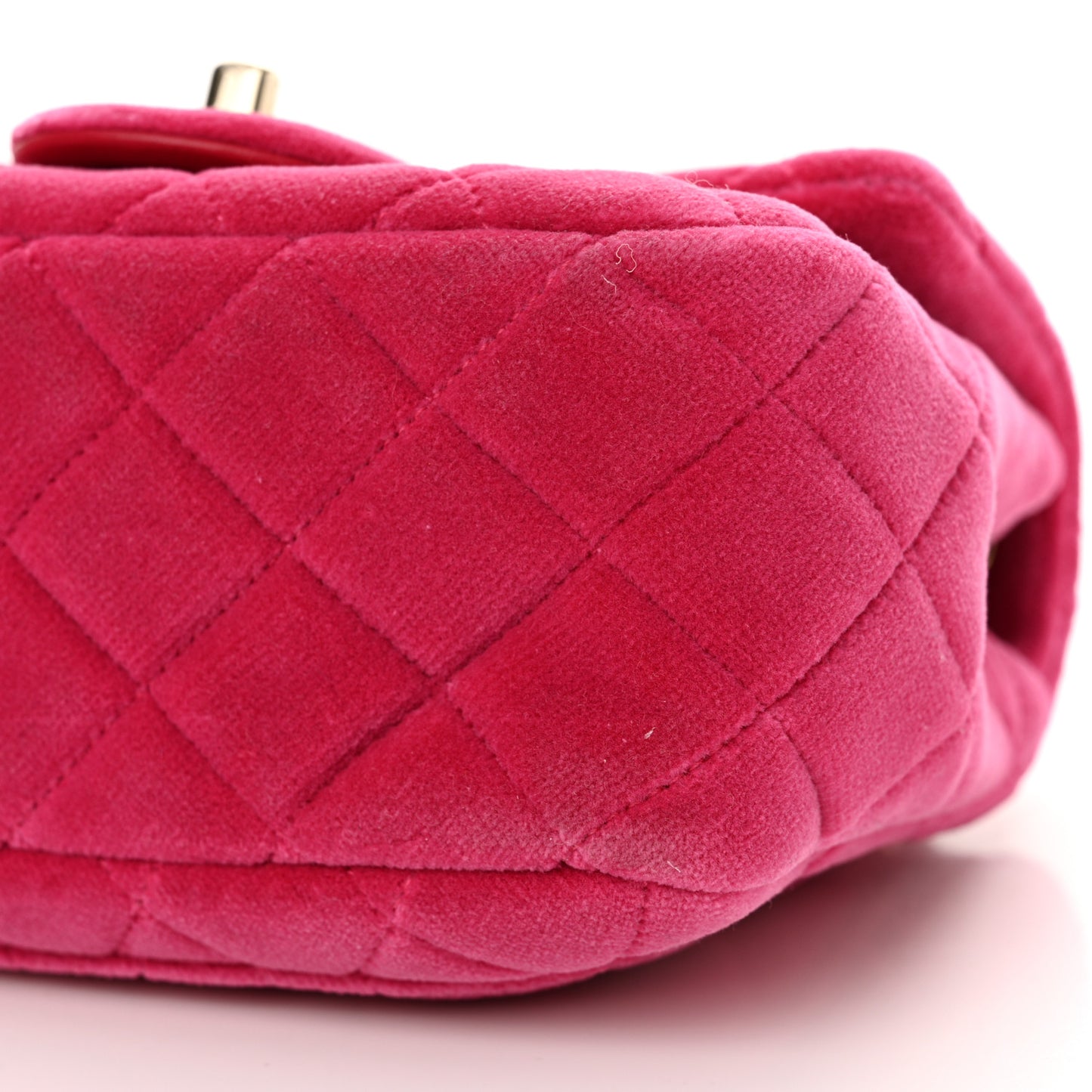 Velvet Quilted Mini Square Pearl Crush Flap Fuchsia