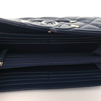 Chanel Caviar Quilted Filigree Large Gusset Flap Wallet Navy 5 of 7