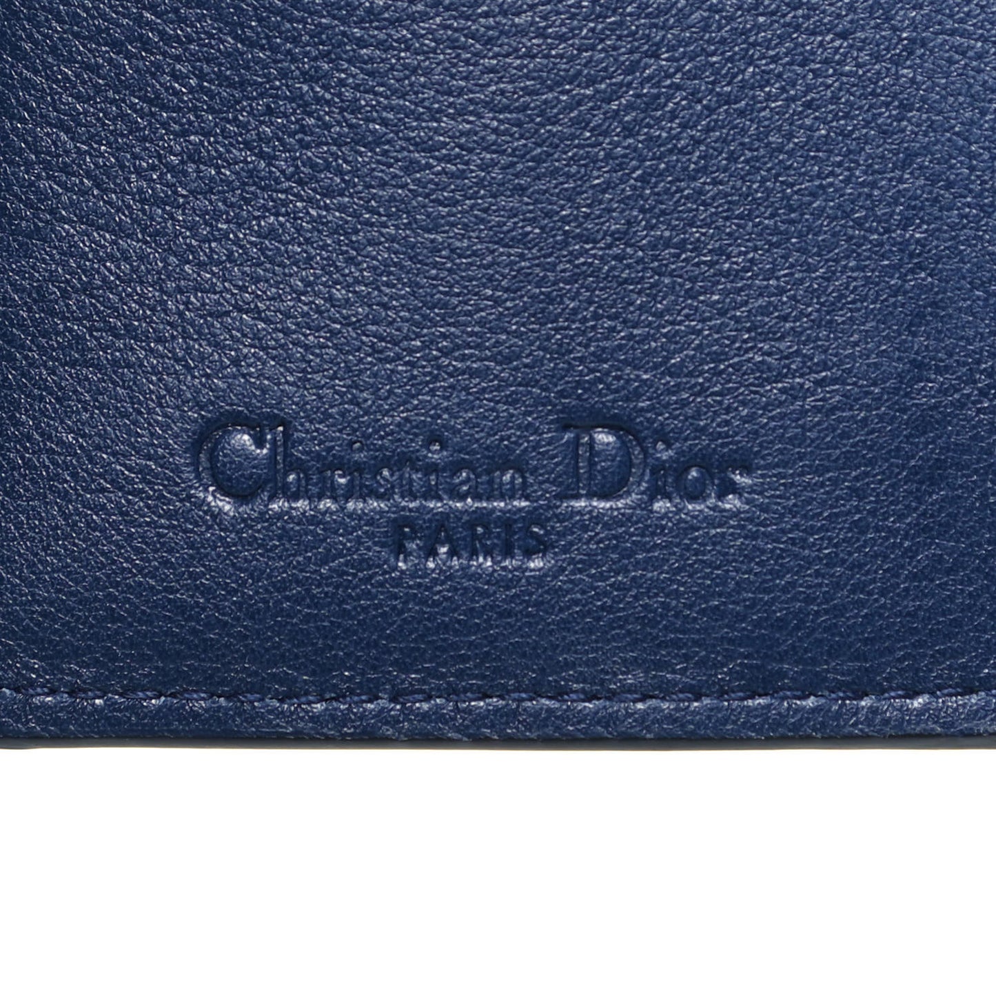 Lambskin Cannage Studded Lady Dior Card Holder Navy
