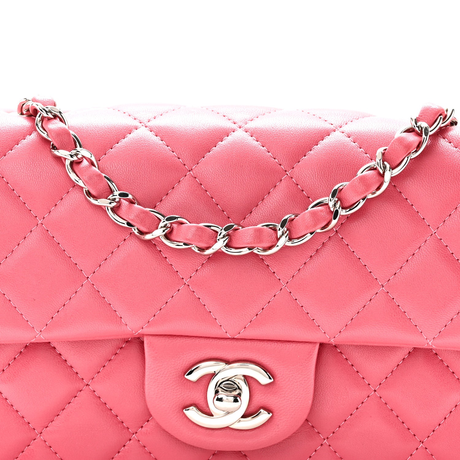 Chanel Lambskin Quilted Mini Rectangular Flap Pink 8 of 10