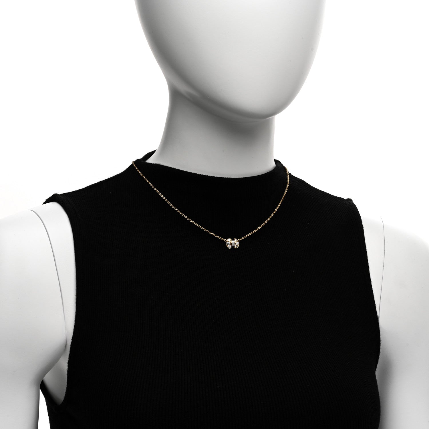 Van Cleef & Arpels 18K Yellow Gold Diamond Baguette Bow Necklace 2 of 4