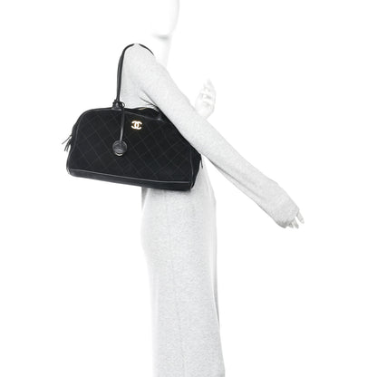 Chanel Suede Calfskin Large Perfect Bowling Bag Black 2 of 12