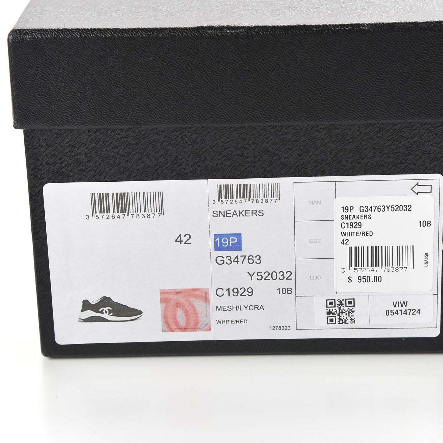 Lycra Fabric CC Sneakers 42 White Red