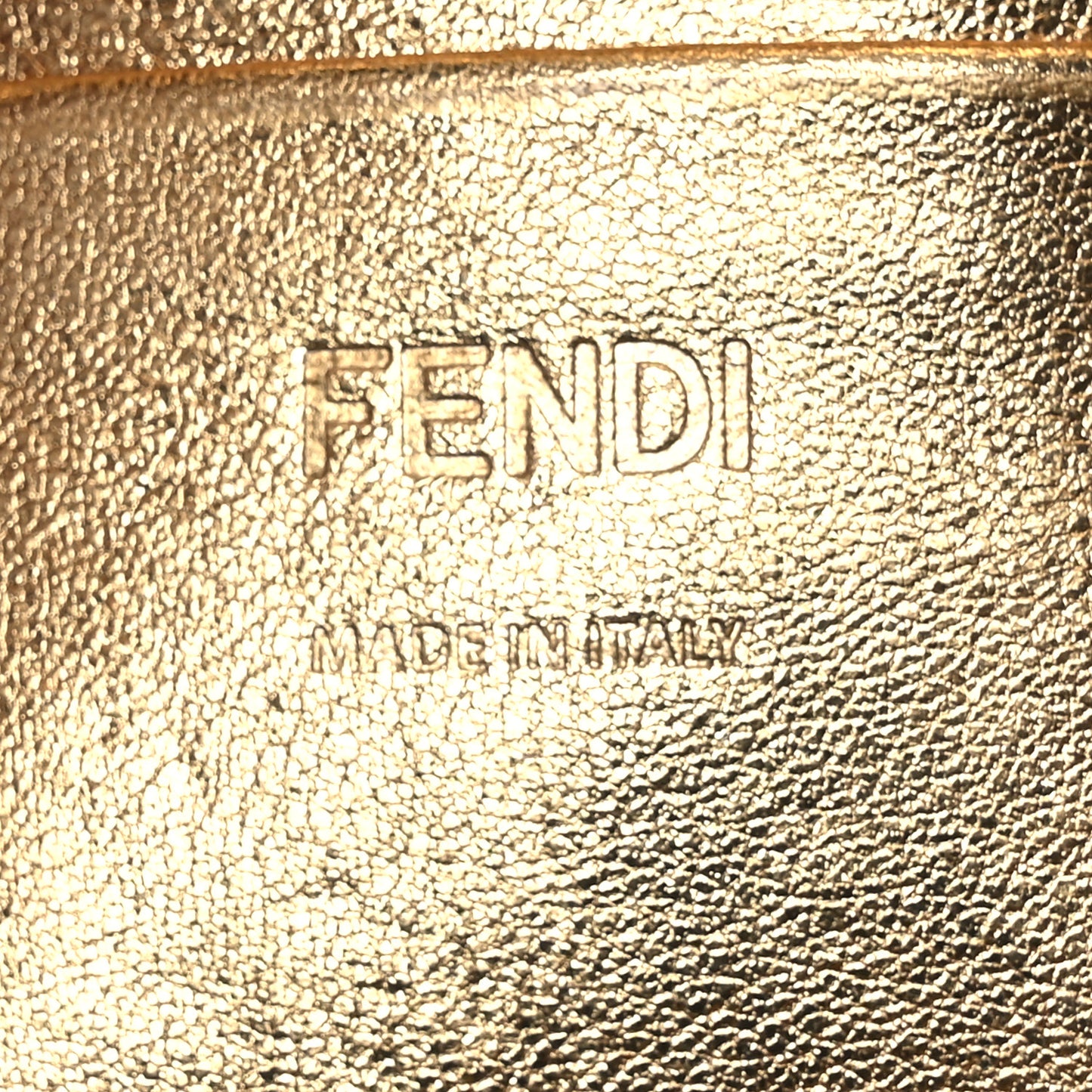 Vitello Catalan Mirror FF 1974 Embossed Mini Baguette Gold