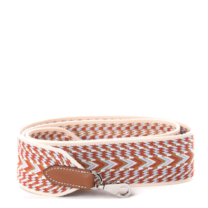 Hermes Toile Swift Sangle Allegro 50mm Shoulder Strap Cornaline Blanc Gold 1 of 2