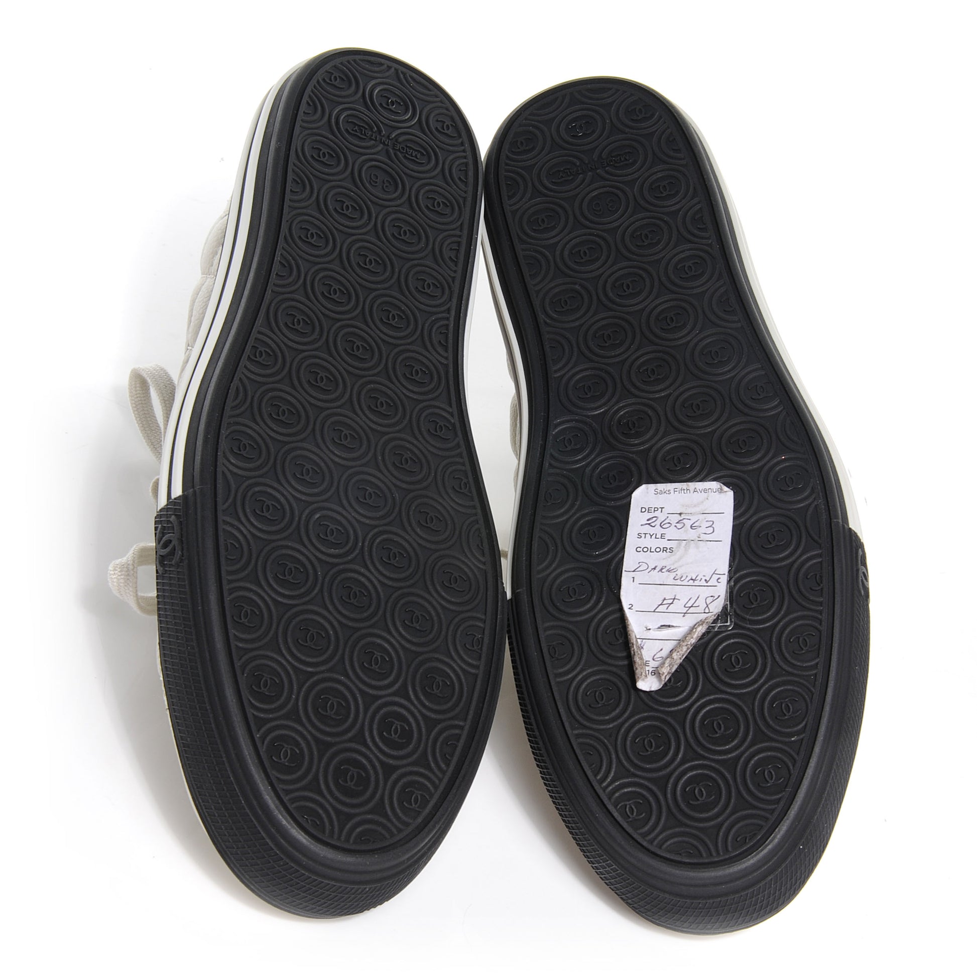 Chanel Caviar Quilted CC Sneakers 36 White 4 of 6