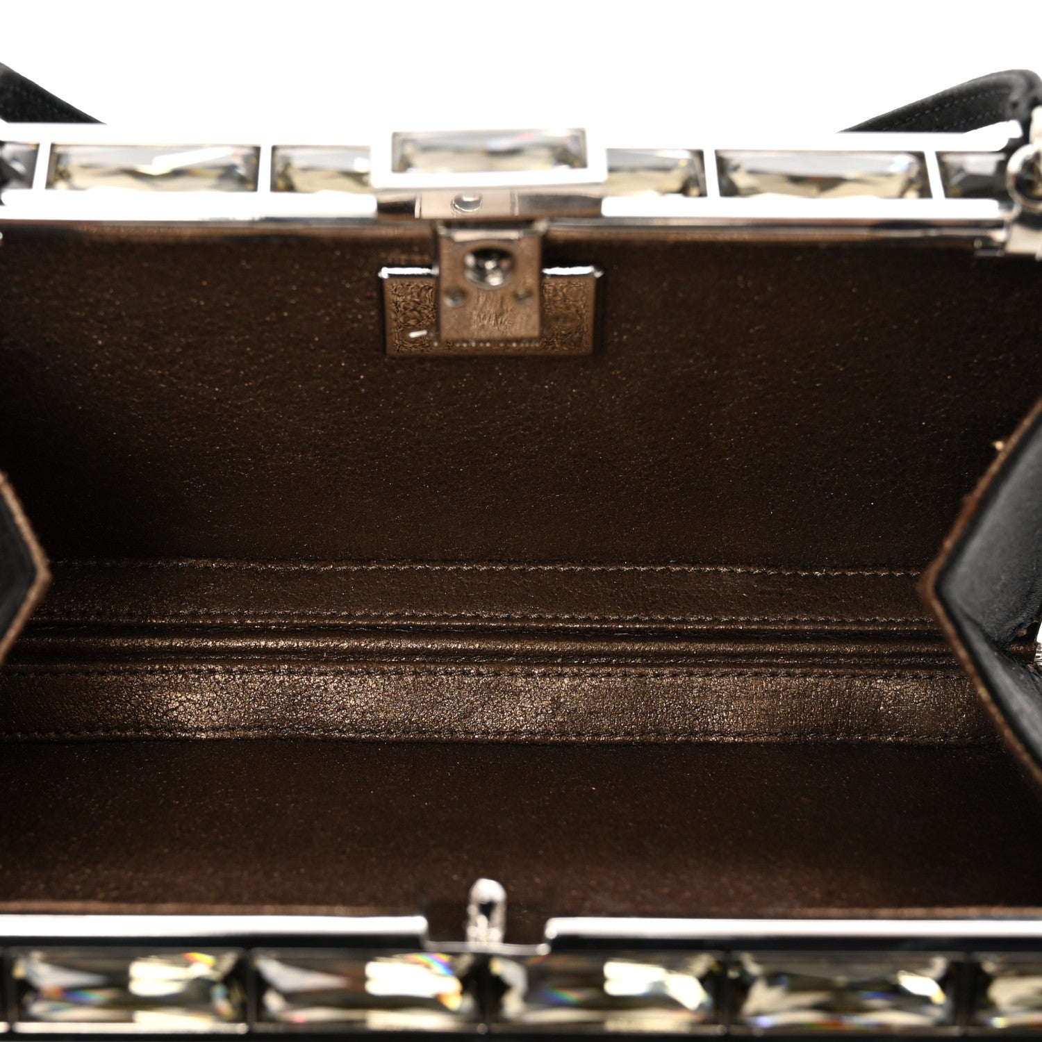 Judith Leiber Satin Crystal Box Clutch Black Silver 4 of 8
