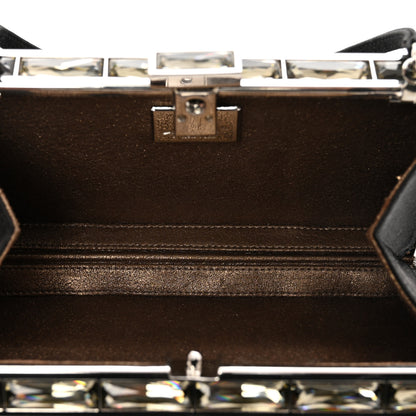 Judith Leiber Satin Crystal Box Clutch Black Silver 4 of 8