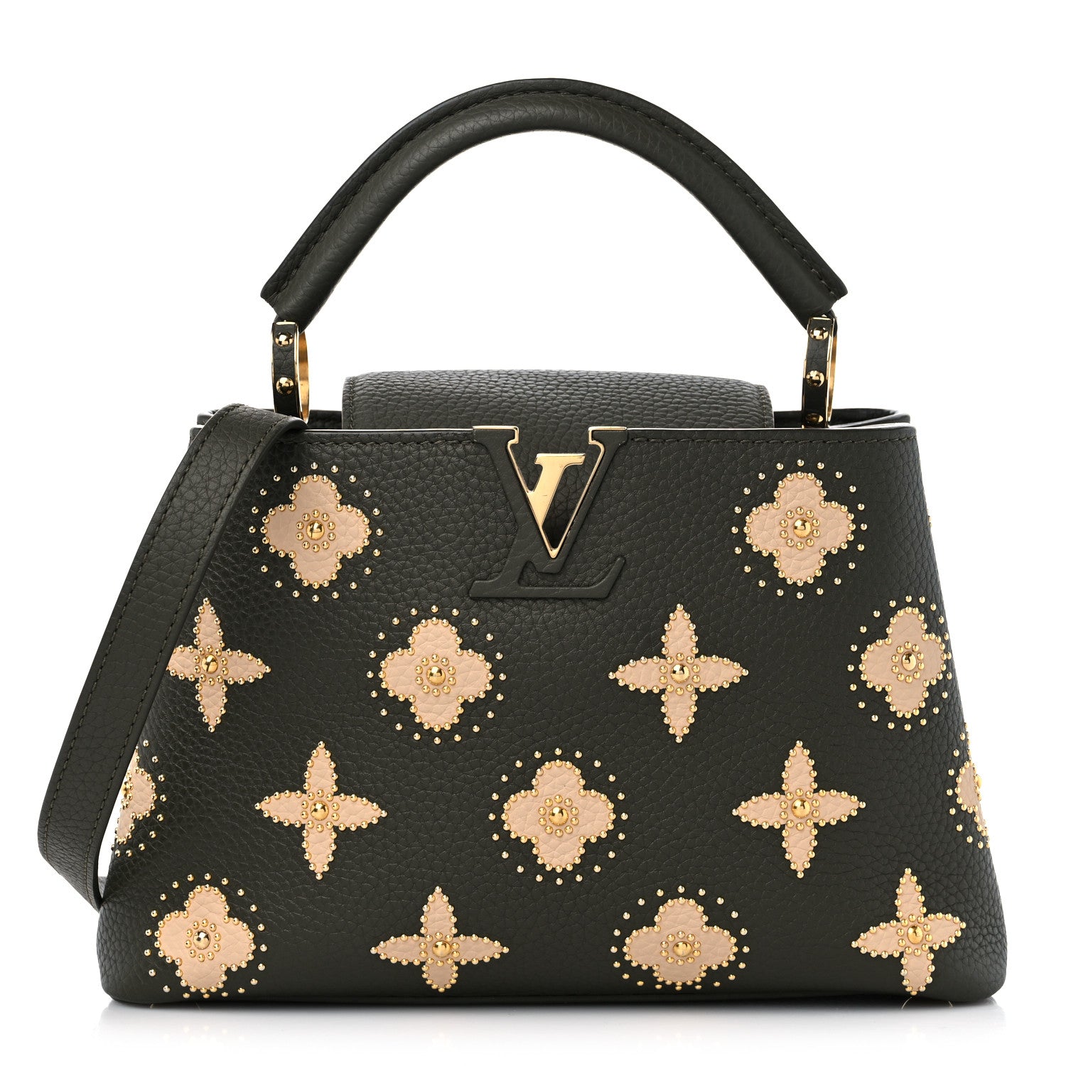 Louis Vuitton Taurillon Flowers Capucines BB Khaki 1 of 8