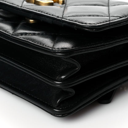 Chanel Lambskin Enamel Quilted Pending CC Clutch With Chain Black 6 of 13