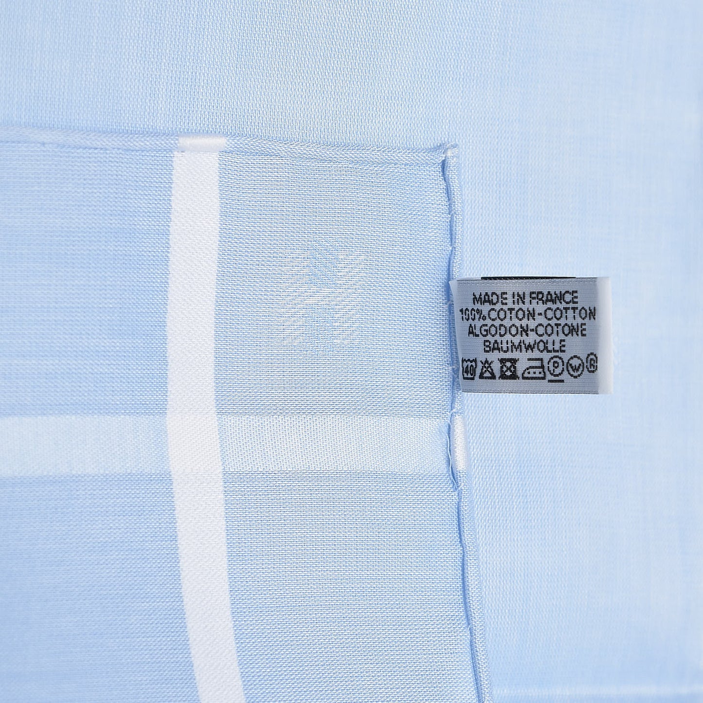 Cotton Hankachi Handkerchief Gift Set H Passant Jacquard d'H Bleu Ciel Bleu