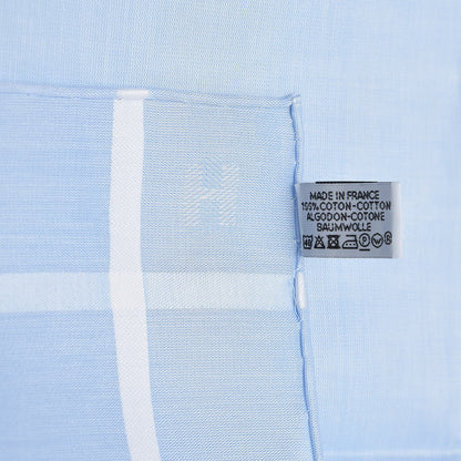 Hermes Cotton Hankachi Handkerchief Gift Set H Passant Jacquard d'H Bleu Ciel Bleu 8 of 11