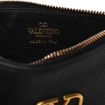 Valentino Garavani Grained Calfskin VLogo Zippered Card Holder Black 6 of 7
