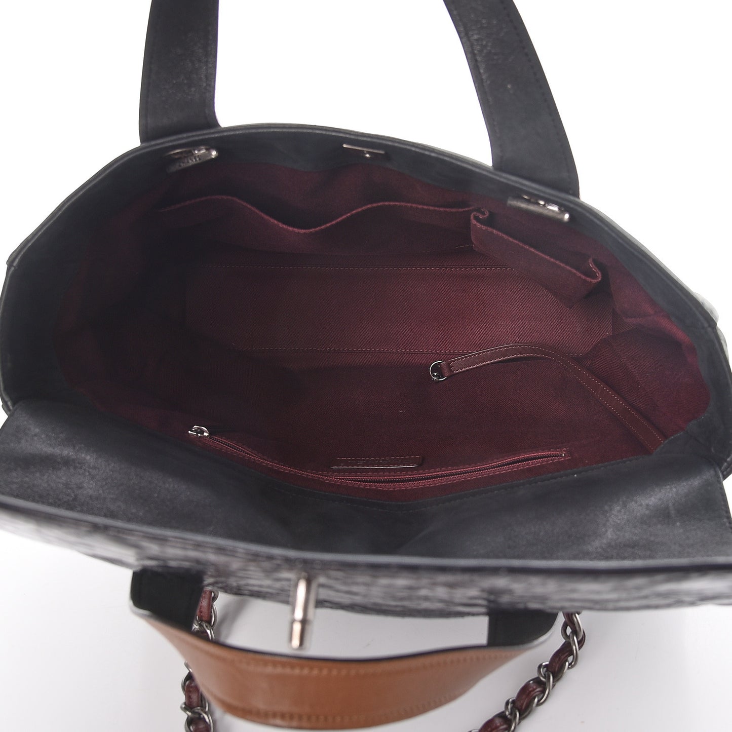 Iridescent Glazed Calfskin In The Mix Tote Black