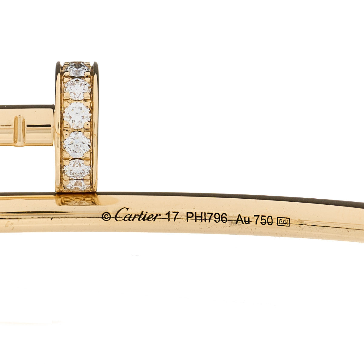 Cartier 18K Yellow Gold Diamond Small Juste Un Clou Bracelet 17 3 of 4