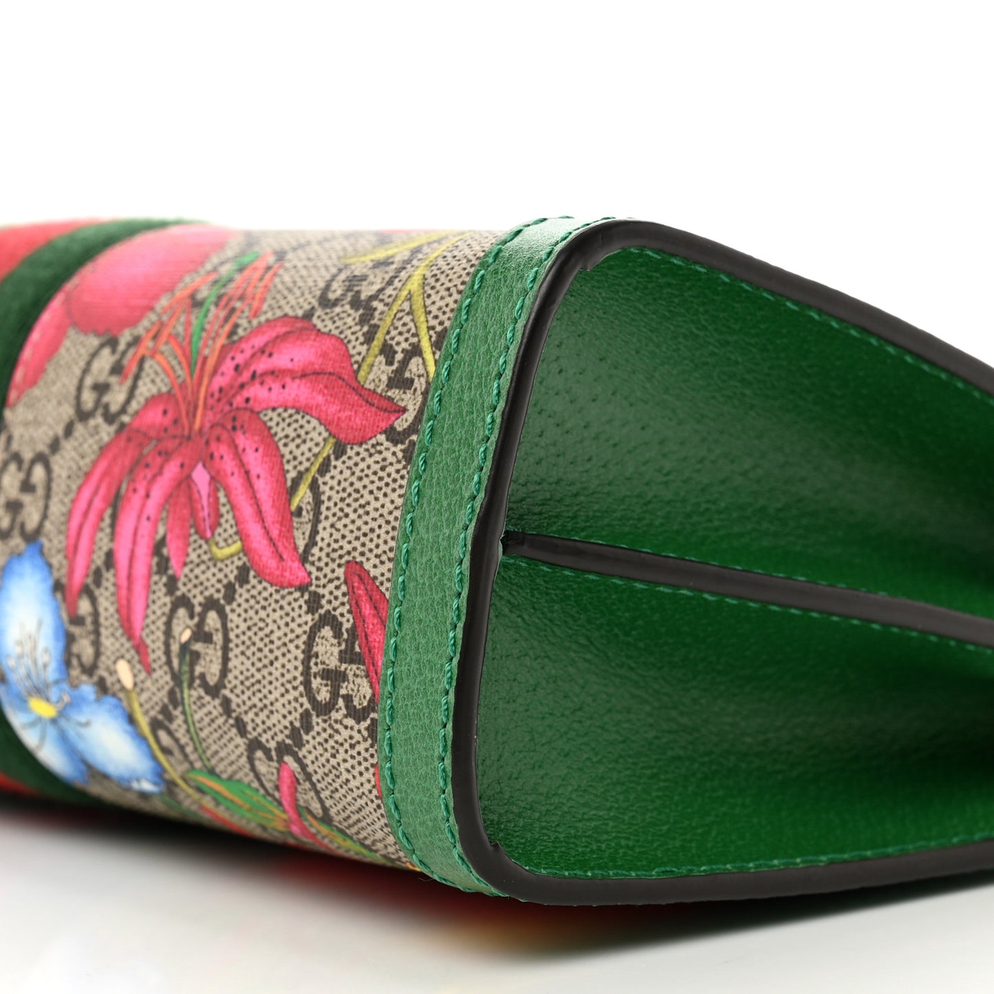 GG Supreme Monogram Flora Web Small Ophidia Chain Shoulder Bag Green
