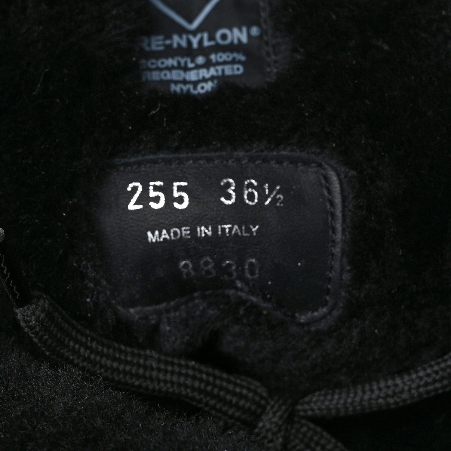 Prada Spazzolato Rois Nylon Shearling Metal Triangle Logo Monolith Pouch Pocket 55mm Boots 36.5 Black 9 of 11