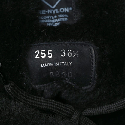 Prada Spazzolato Rois Nylon Shearling Metal Triangle Logo Monolith Pouch Pocket 55mm Boots 36.5 Black 9 of 11