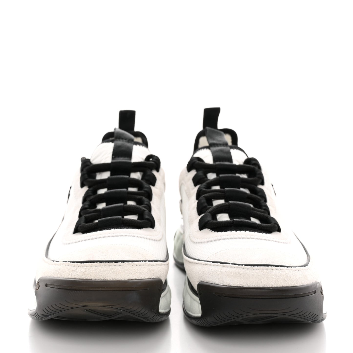 Velvet Calfskin Mixed Fibers CC Sneakers 38 Ivory Black