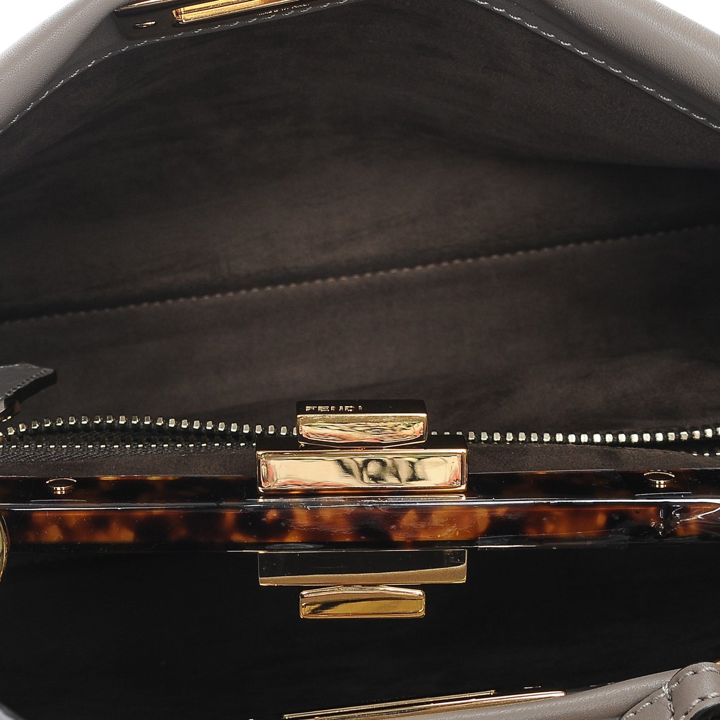 Vitello Seta Plexiglass Tortoise Medium Peekaboo Iconic Satchel Tortora