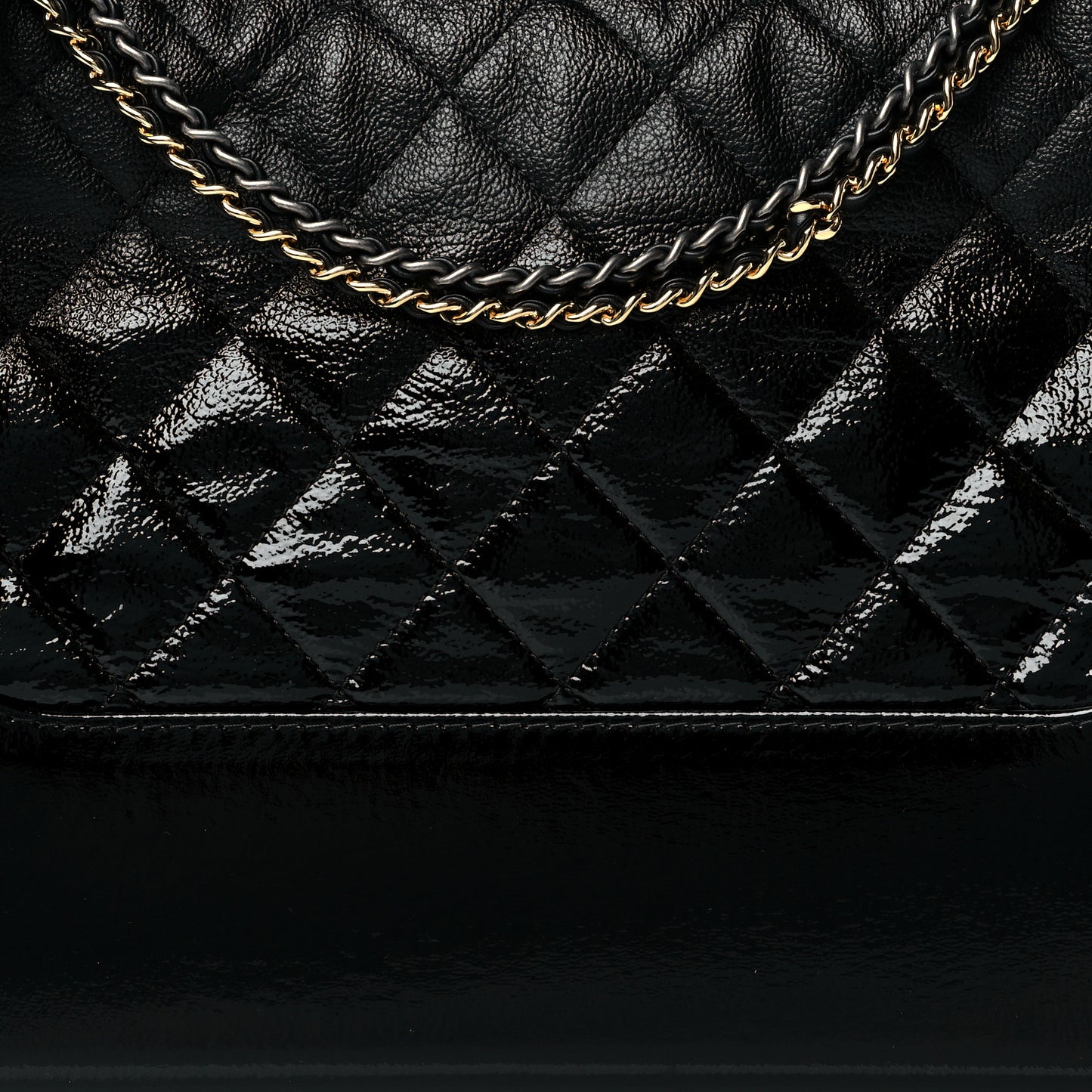 Patent Goatskin Quilted Medium Gabrielle Hobo Black