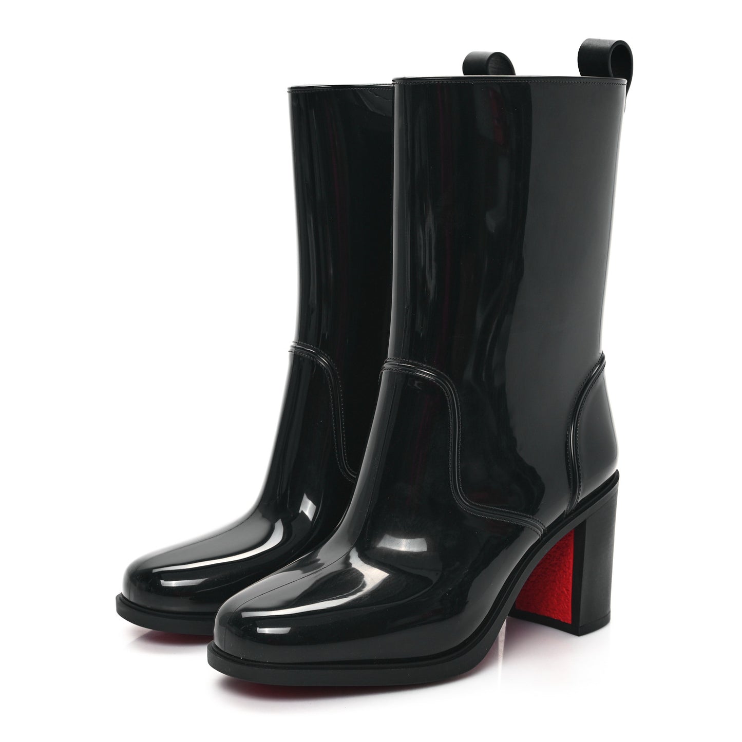 Recycled PVC Calfskin Loubirain 70 Boots 38 Black