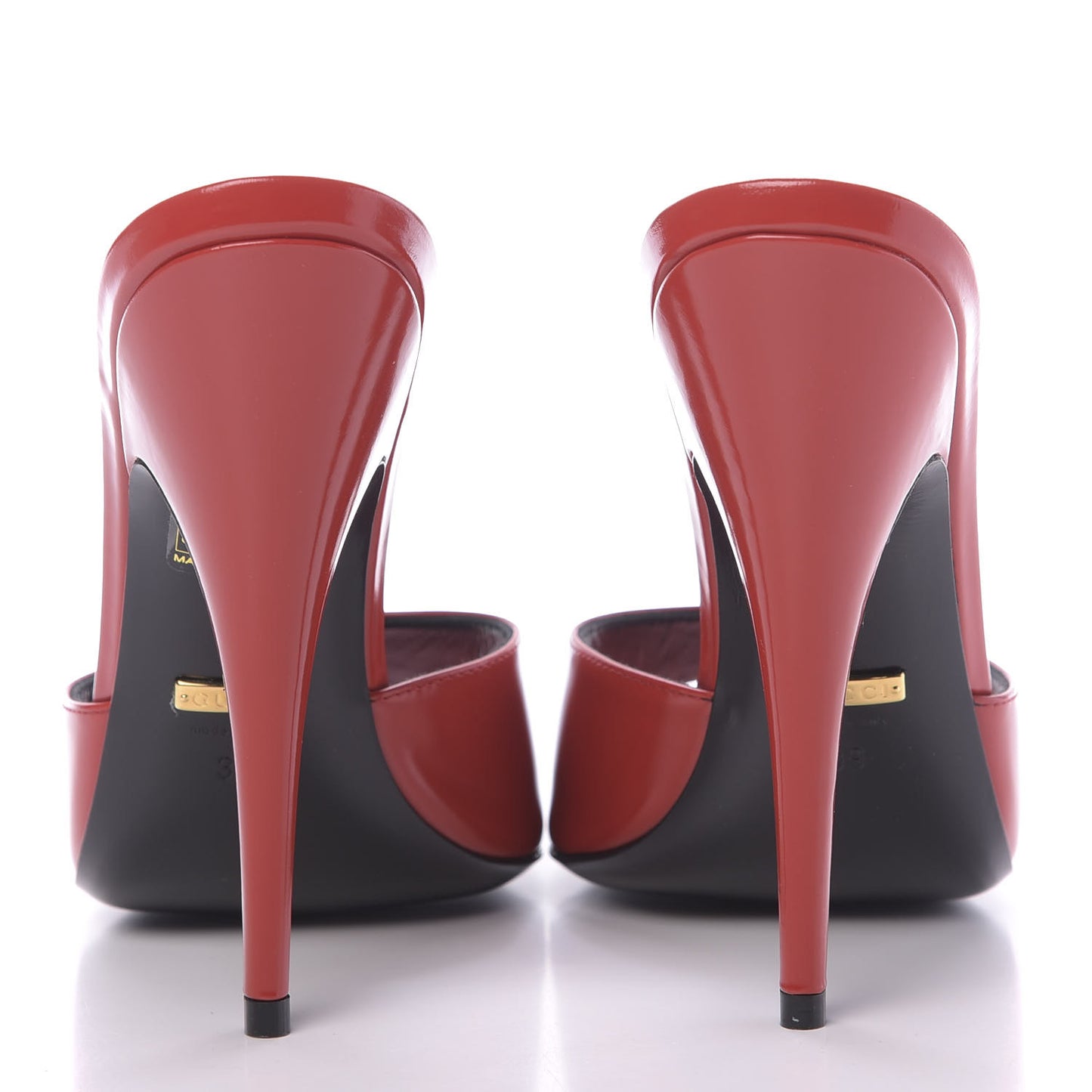 Polished Calfskin Scarlet High Heel Slide Sandals 39 Heron Red