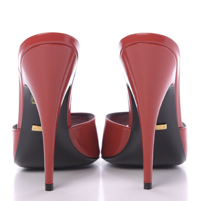 Gucci Polished Calfskin Scarlet High Heel Slide Sandals 39 Heron Red 7 of 11
