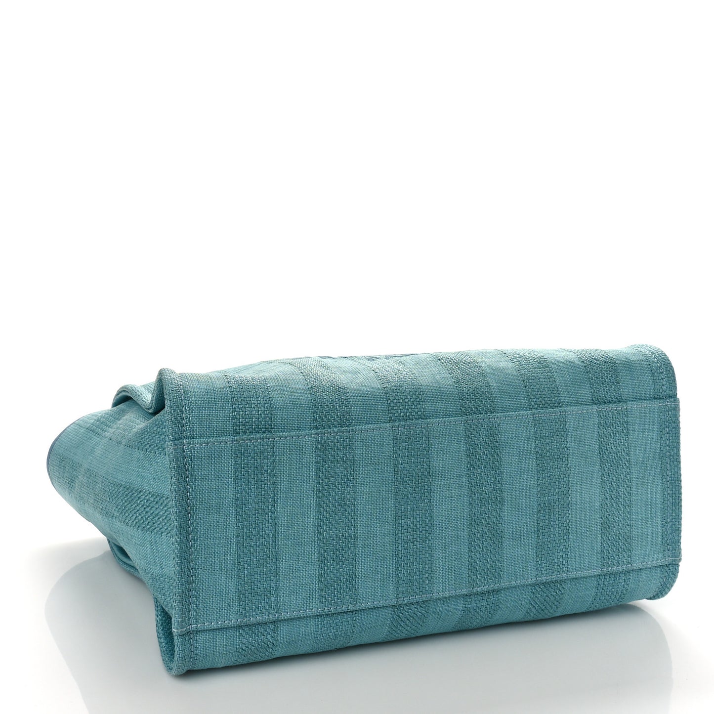 Mixed Fibers Calfskin Striped Medium Deauville Tote Light Blue