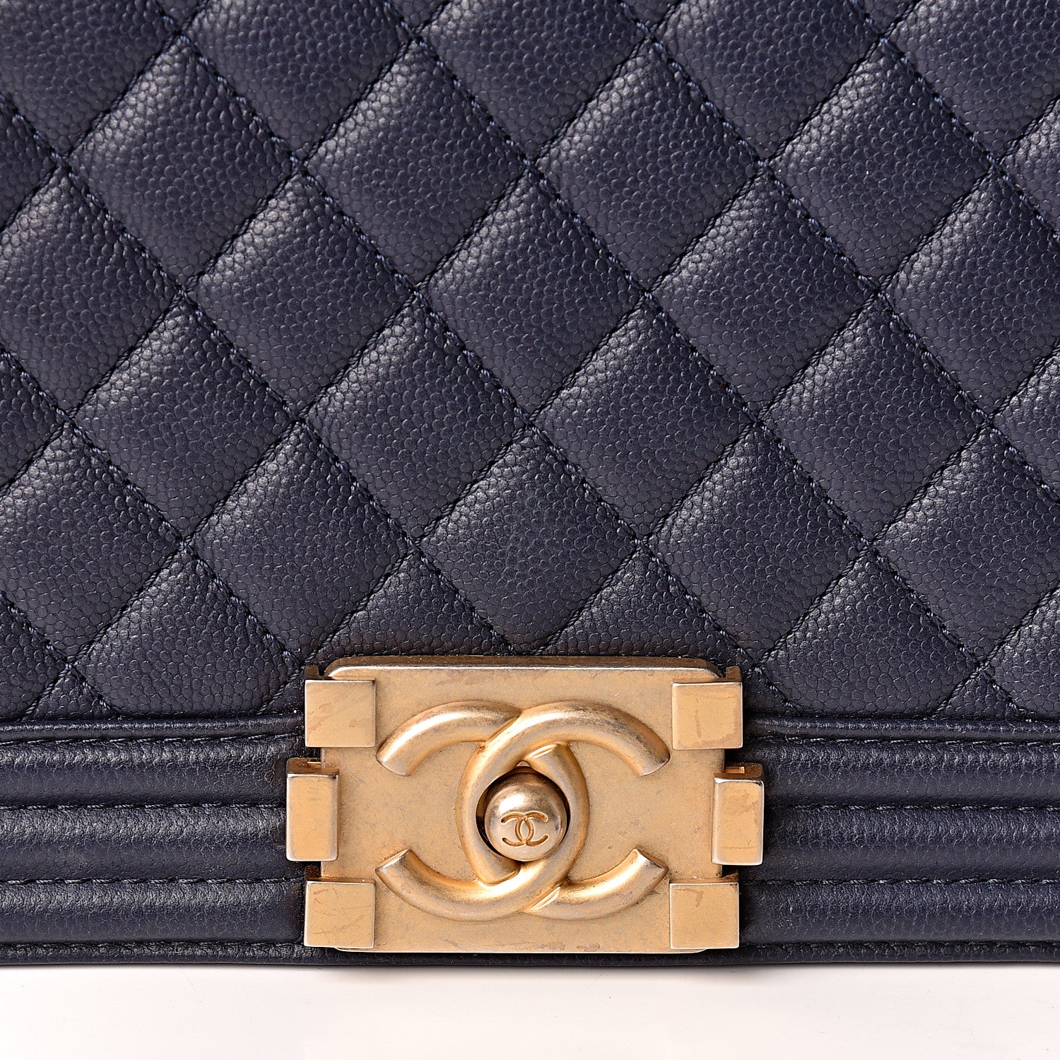 Chanel Caviar Quilted New Medium Boy Flap Dark Navy Blue 10 of 10