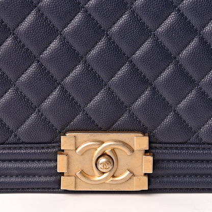 Chanel Caviar Quilted New Medium Boy Flap Dark Navy Blue 10 of 10
