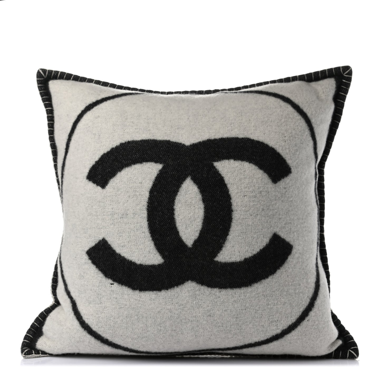 Merino Wool Cashmere CC Pillow Black Beige