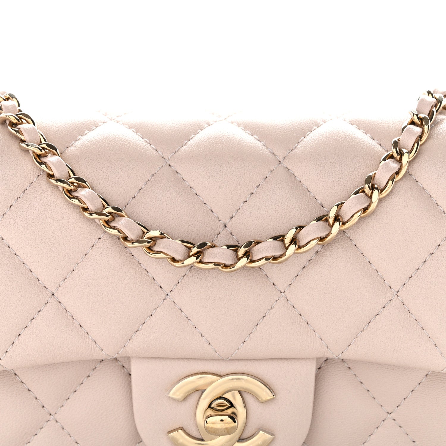 Chanel Lambskin Quilted Mini Rectangular Flap Beige 8 of 10