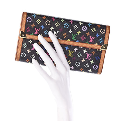 Louis Vuitton Monogram Multicolor Porte Tresor International Wallet Black 2 of 12