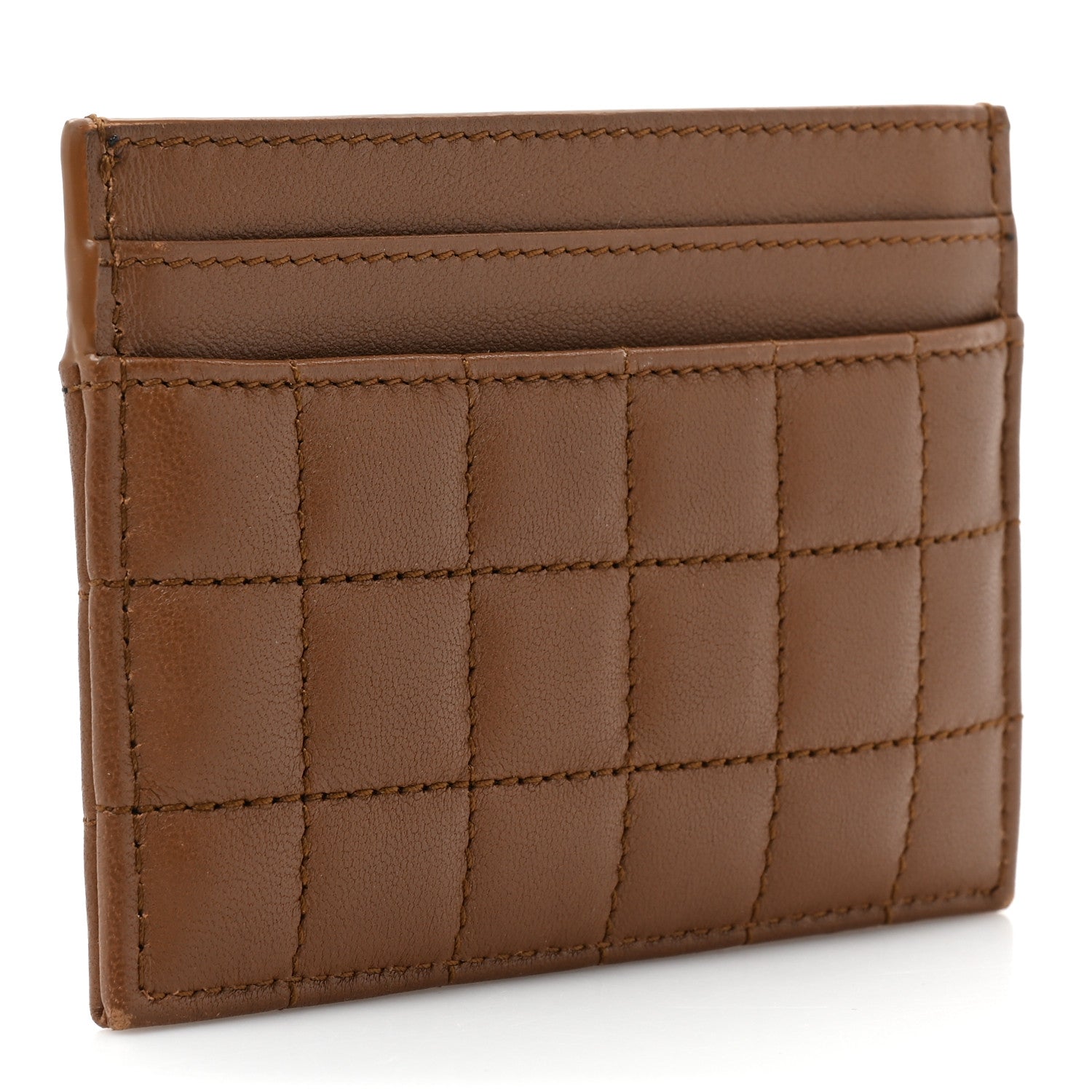 Saint Laurent Lambskin Quilted Cassandre Credit Card Case Fox 3 of 11