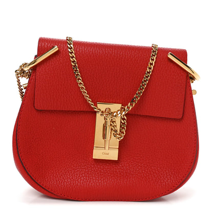 Chloe Grained Lambskin Mini Drew Shoulder Bag Plaid Red 1 of 8