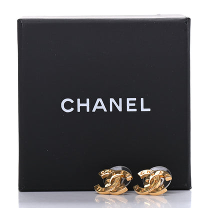 Chanel Metal CC Paris Button Stud Earrings Gold 5 of 5